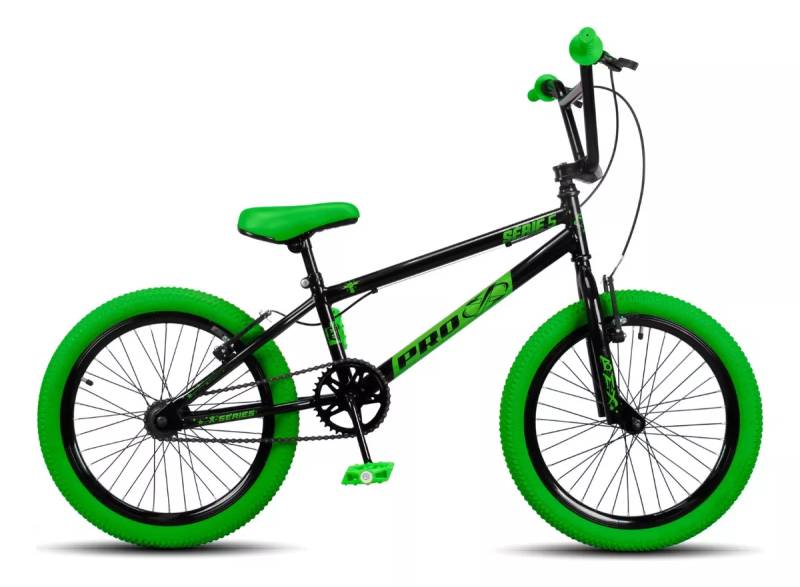 Bicicleta Pro-X Serie 5 Preto Verde Neon Aro 20