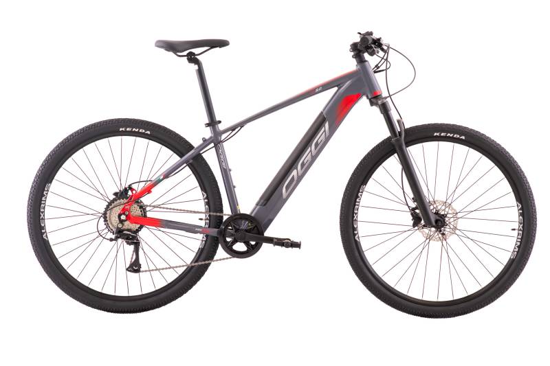 Bicicleta Eletrica Oggi 29 Big Wheel 8.0 Acera 8V Cinza e Vermelha - TAM S